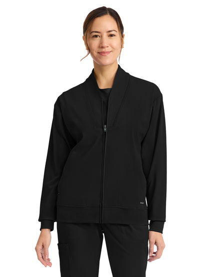 Women's 2-Pocket Warm-Up Jacket - CK353 - Black