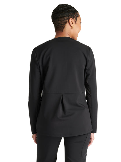 Women's Zip Front Scrub Jacket - CK356A - Black