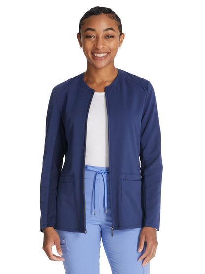 Women's Zip Front Scrub Jacket - CK356A - Navy