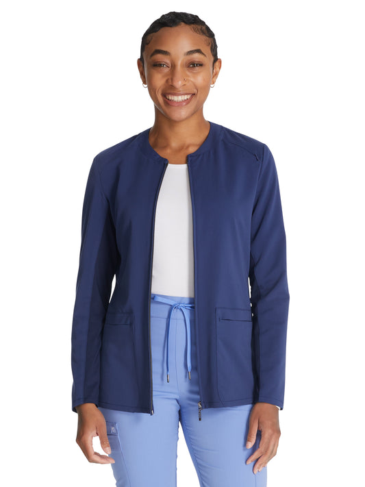 Women's Zip Front Scrub Jacket - CK356A - Navy