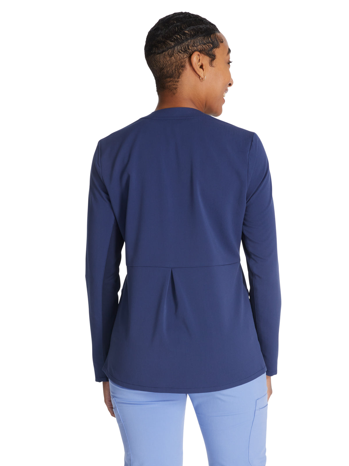 Women's Zip Front Scrub Jacket - CK356A - Navy