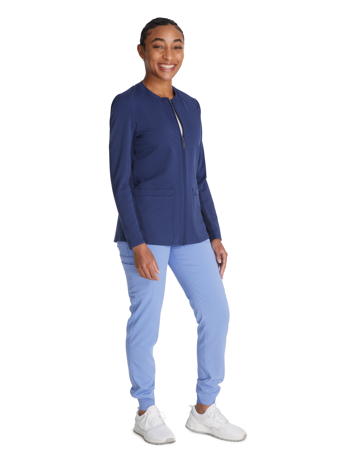 Women's Zip Front Scrub Jacket - CK356A - Navy