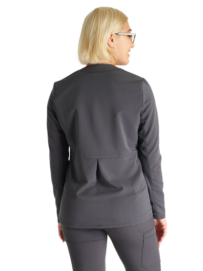 Women's Zip Front Scrub Jacket - CK356A - Pewter