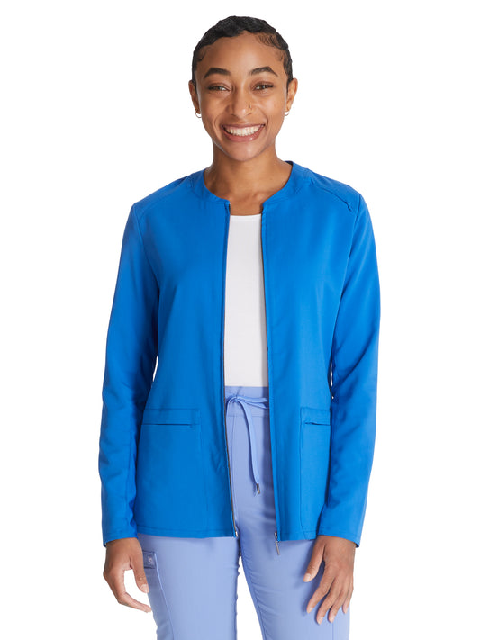 Women's Zip Front Scrub Jacket - CK356A - Royal