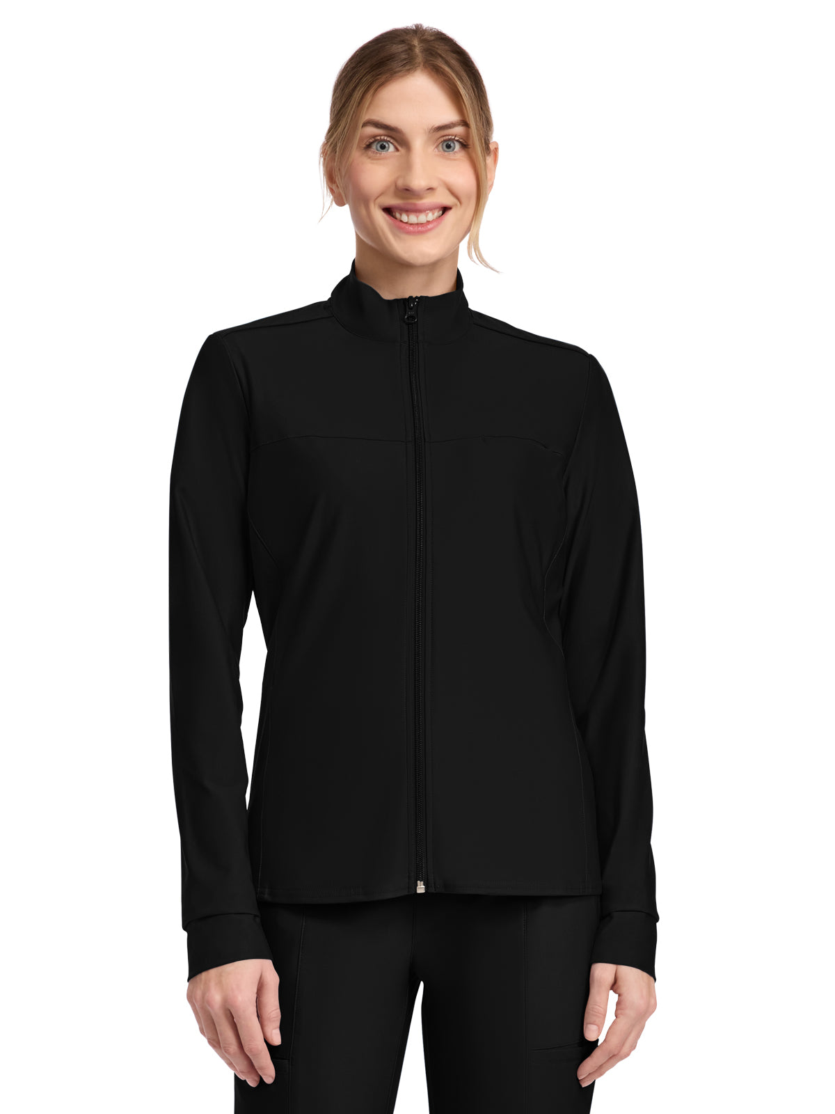 Women's 3-Pocket Warm-up Jacket - CK381 - Black