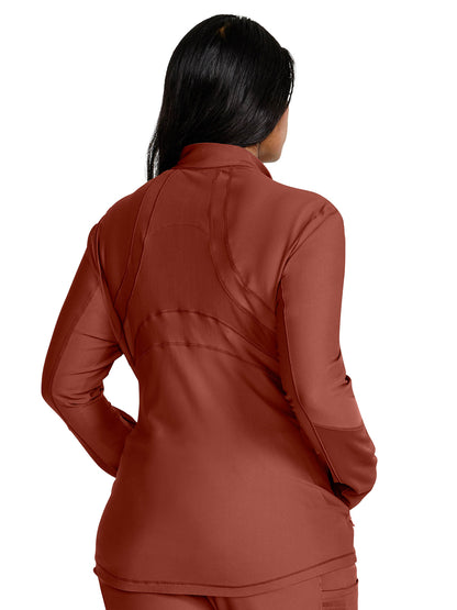 Women's Mock Neck Zip Front Scrub Jacket - CK390 - Masala