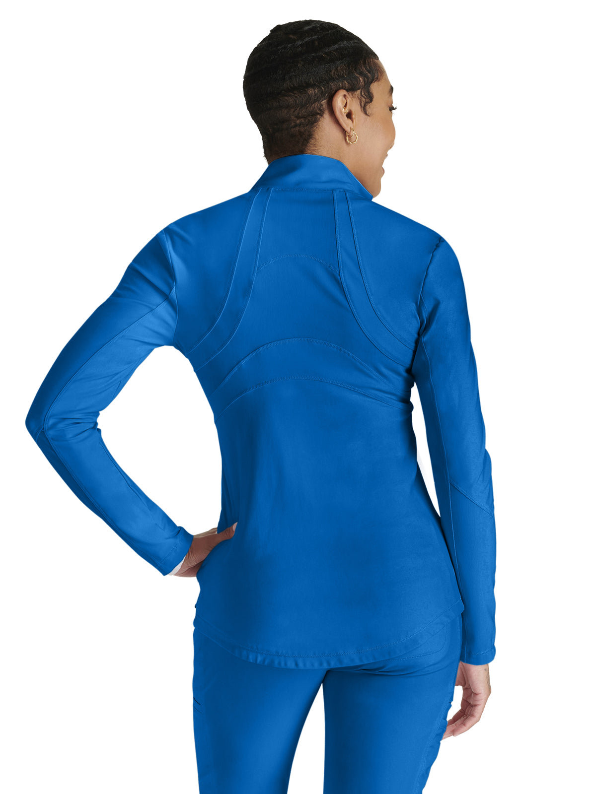 Women's Mock Neck Zip Front Scrub Jacket - CK390 - Royal