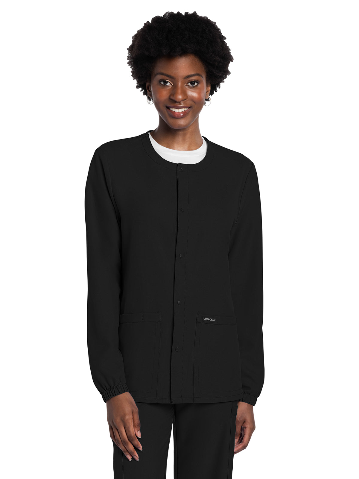 Unisex 2-Pocket Snap Front Jacket - CK393A - Black