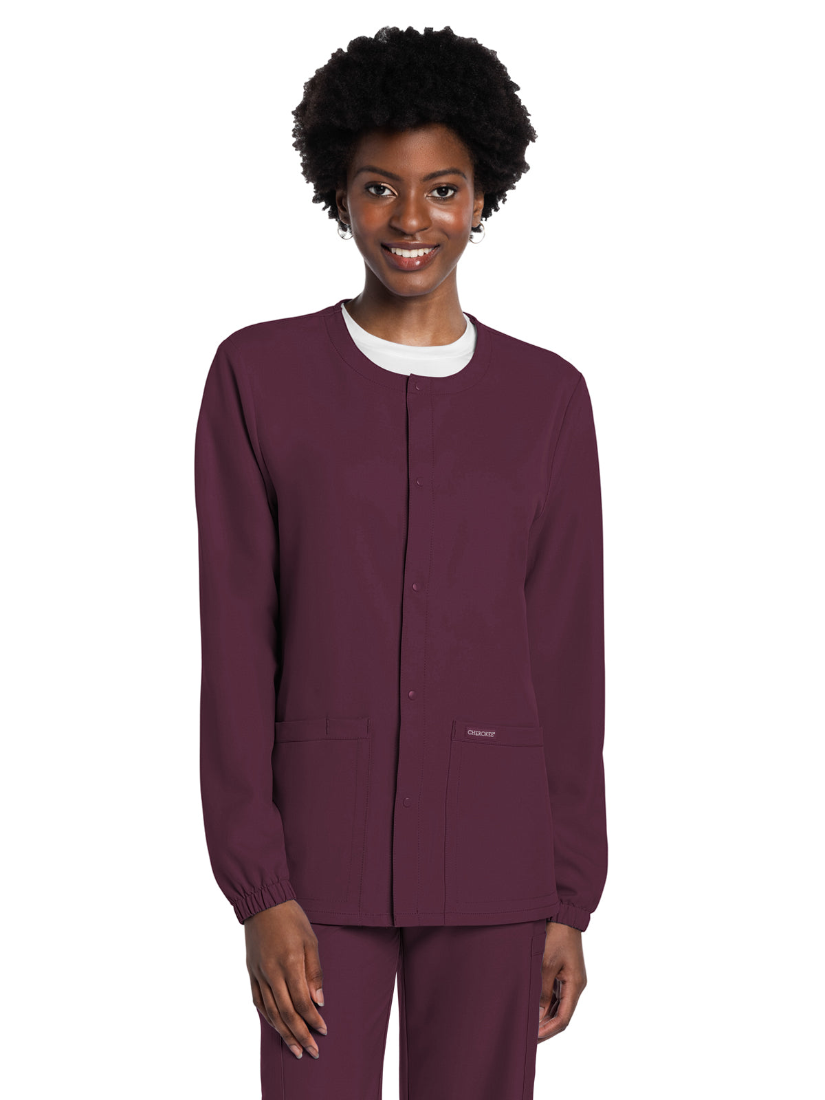 Unisex 2-Pocket Snap Front Jacket - CK393A - Wine