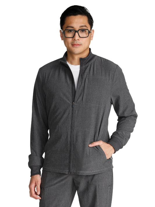 Men's 3-Pocket Zip Front Jacket - CK394A - Heather Pewter