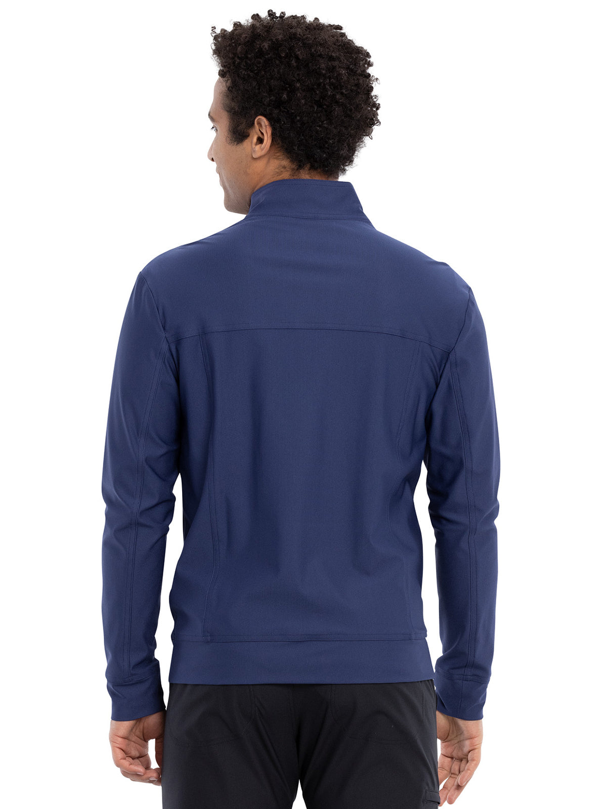 Men's Stand Up Collar Zip Front Scrub Jacket - CK399 - Navy