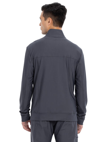 Men's Stand Up Collar Zip Front Scrub Jacket - CK399 - Pewter