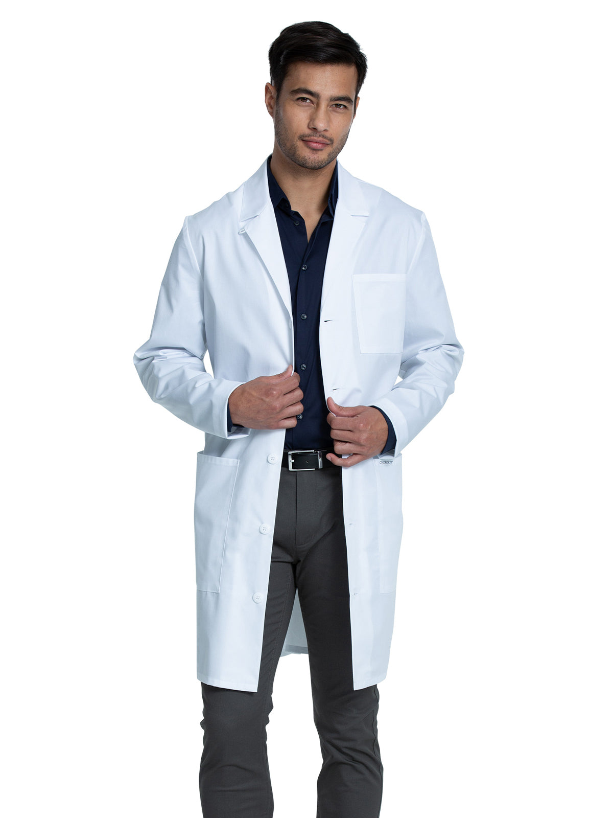 Men's Three-Pocket 38" Full-Length Lab Coat - CK412 - White