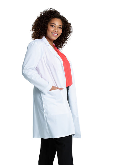 Women's Three-Pocket 37" Full-Length Lab Coat - CK421 - White