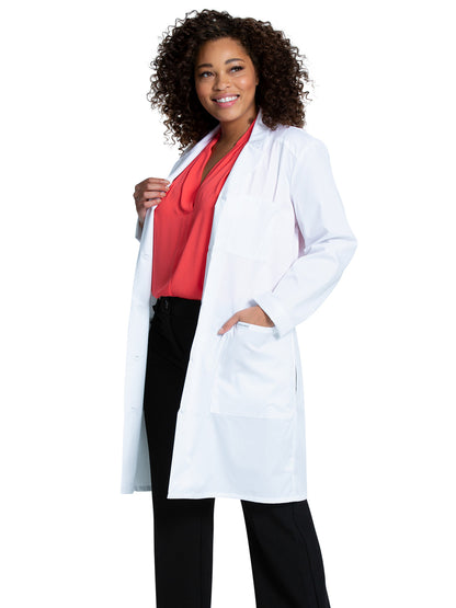 Women's Three-Pocket 37" Full-Length Lab Coat - CK421 - White