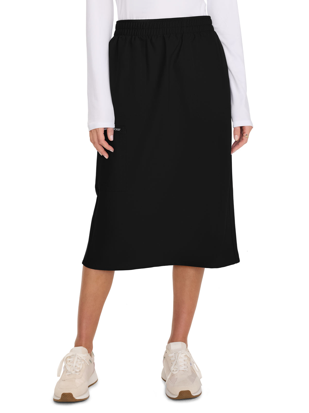 Women's 2-Pocket Elastic Waist Skirt - CK563A - Black