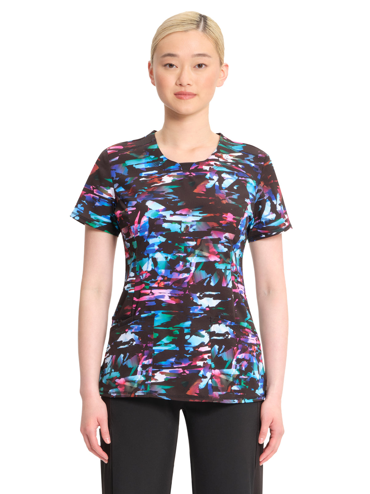 Women's Round Neck Print Top - CK609 - Kaleidoscopic