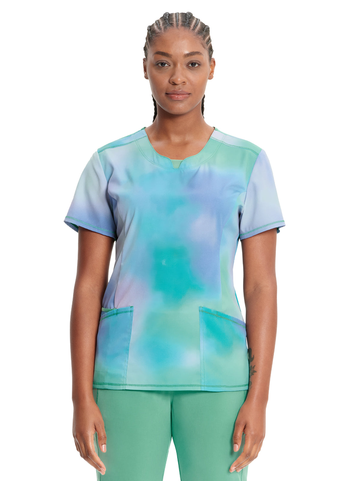 Women's Round Neck Print Top - CK609 - Northern Lights