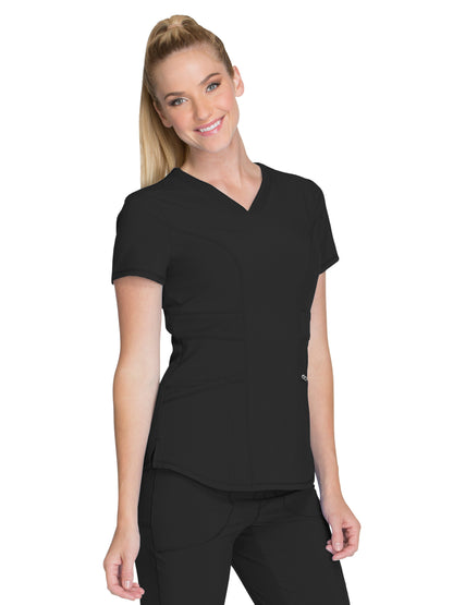 Women's 3-Pocket V-Neck Scrub Top - CK623A - Black