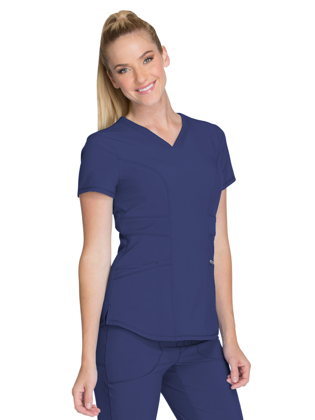 Women's 3-Pocket V-Neck Scrub Top - CK623A - Navy