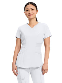 Women's 3-Pocket V-Neck Top - CK623A - White