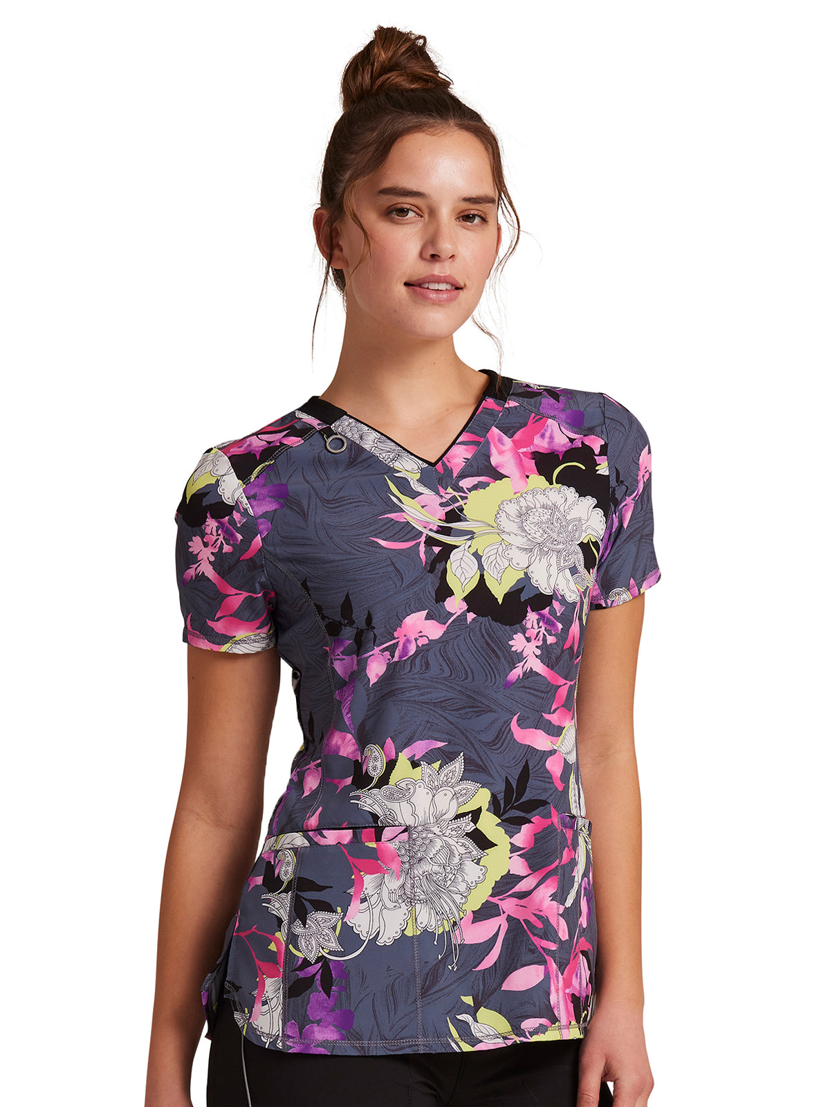 Women's V-Neck Print Top - CK634 - Botanical Mashup