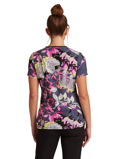 Women's V-Neck Print Top - CK634 - Botanical Mashup