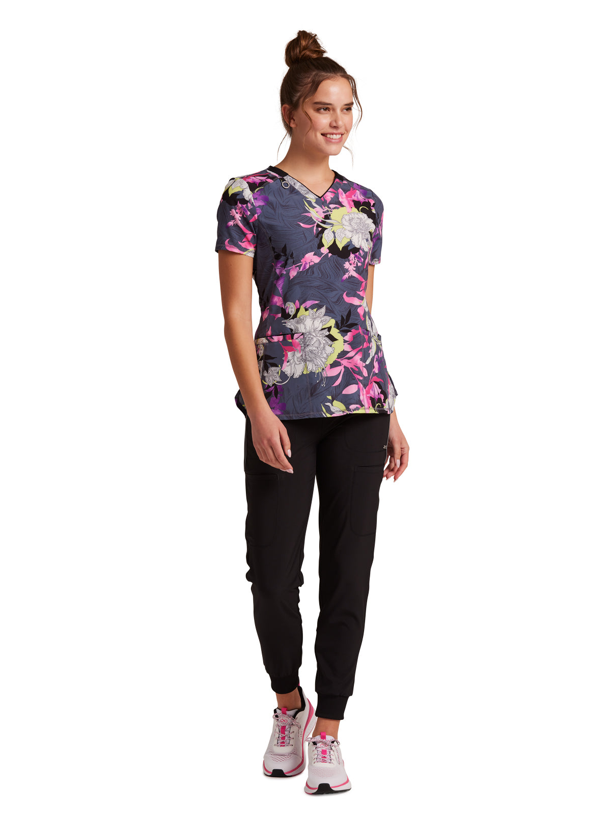 Women's V-Neck Print Top - CK634 - Botanical Mashup