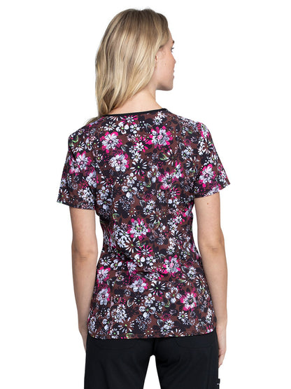 Women's V-Neck Print Top - CK634 - Night Bloom