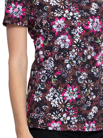 Women's V-Neck Print Top - CK634 - Night Bloom