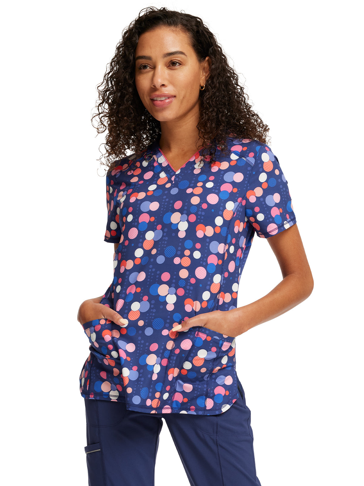 Women's V-Neck Print Top - CK634 - Sporty Spots