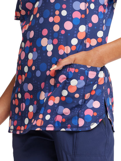 Women's V-Neck Print Top - CK634 - Sporty Spots