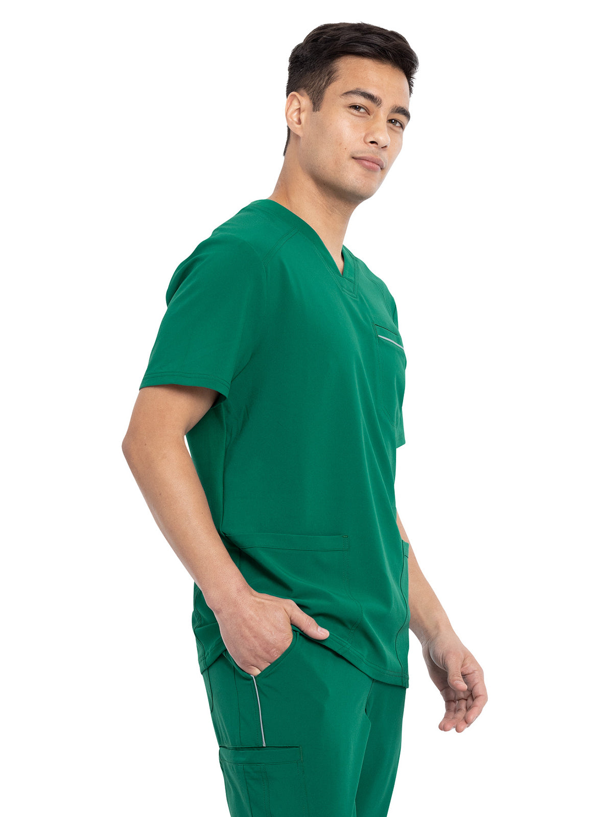 Men's Four-Pocket V-Neck Scrub Top - CK661 - Hunter