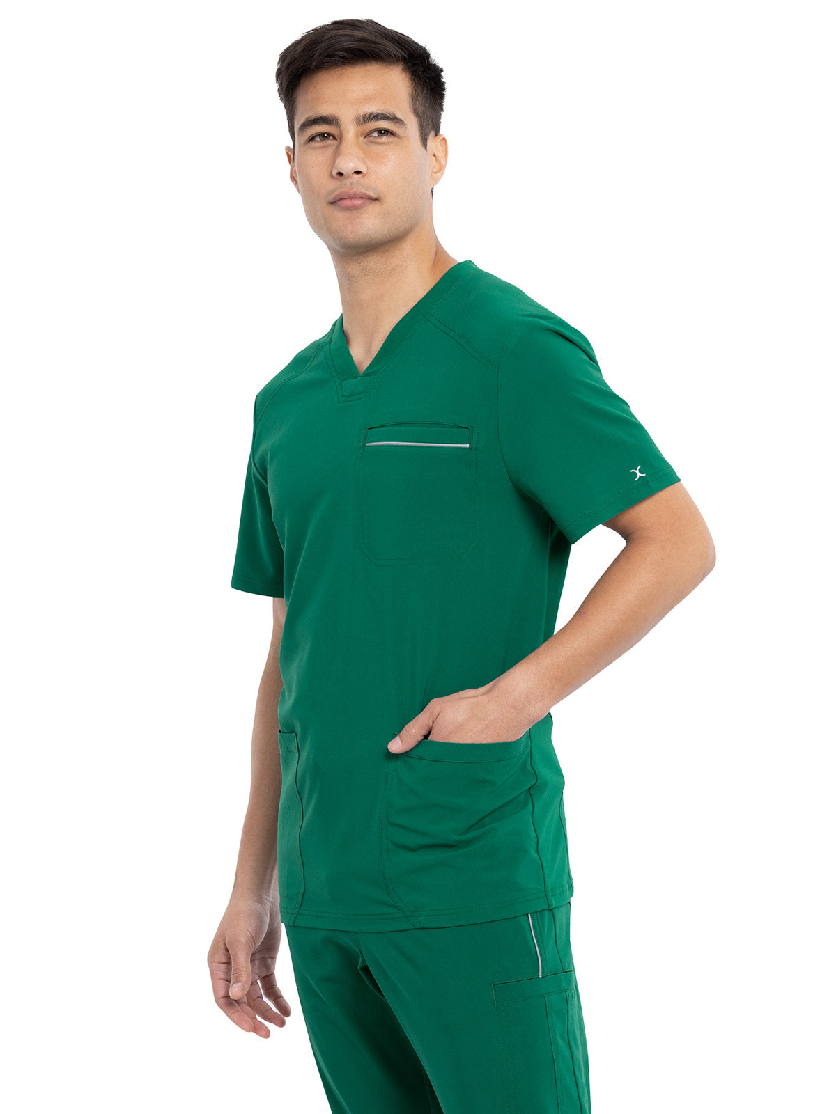 Men's Four-Pocket V-Neck Scrub Top - CK661 - Hunter