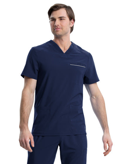 Men's Four-Pocket V-Neck Scrub Top - CK661 - Navy