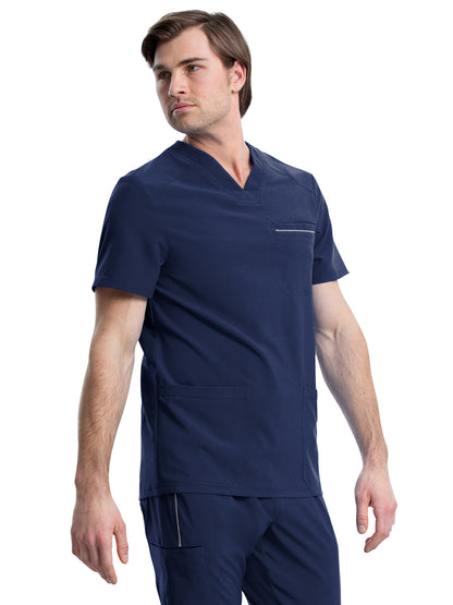 Men's Four-Pocket V-Neck Scrub Top - CK661 - Navy