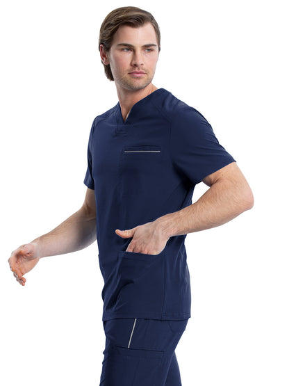 Men's Four-Pocket V-Neck Scrub Top - CK661 - Navy