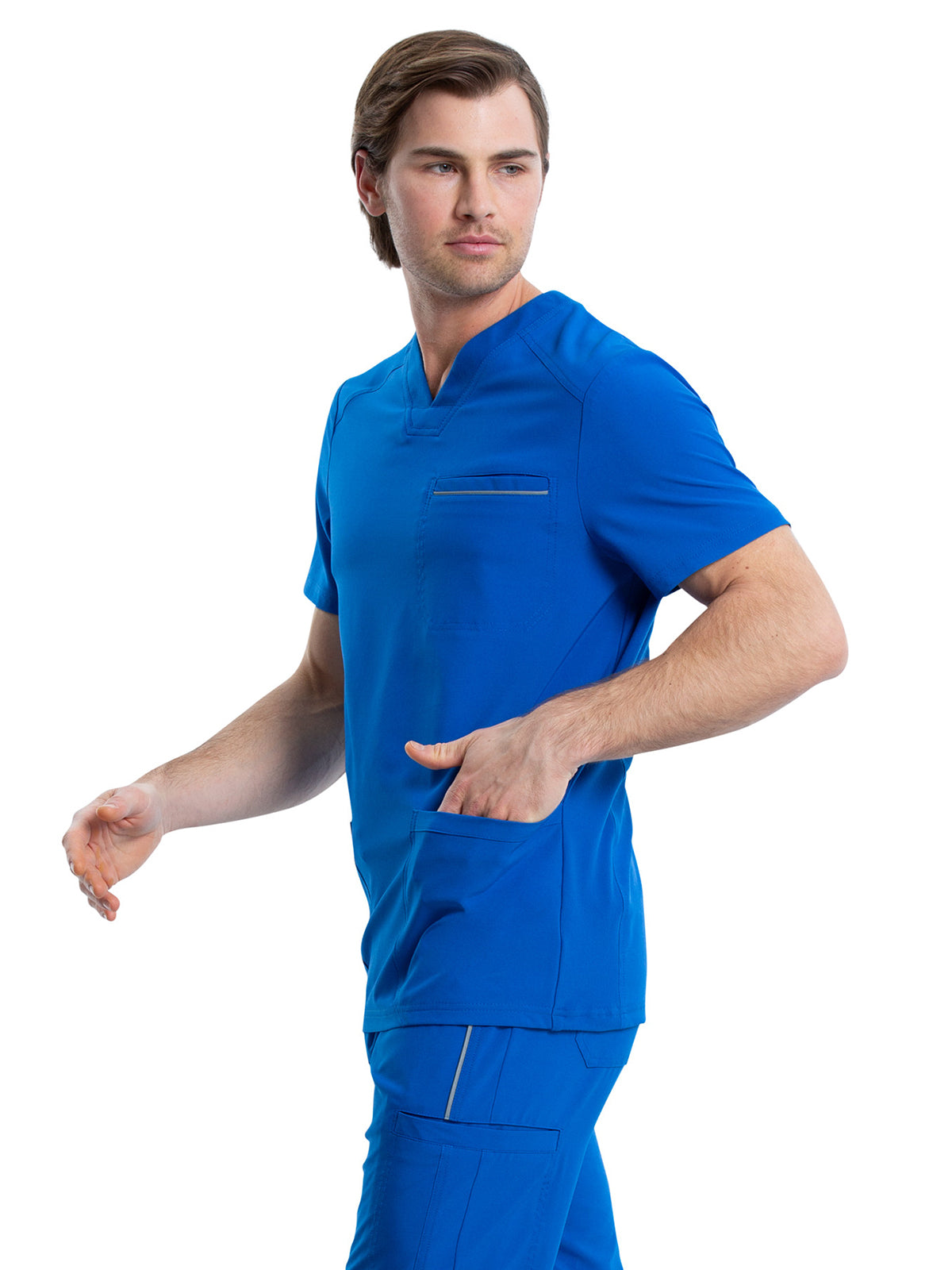 Men's Four-Pocket V-Neck Scrub Top - CK661 - Royal