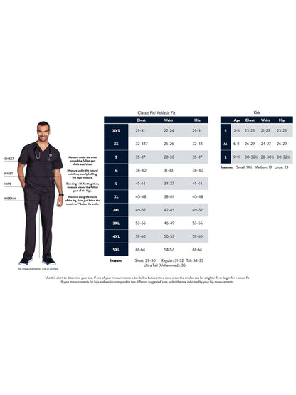 Men's Four-Pocket V-Neck Scrub Top - CK661 - Black