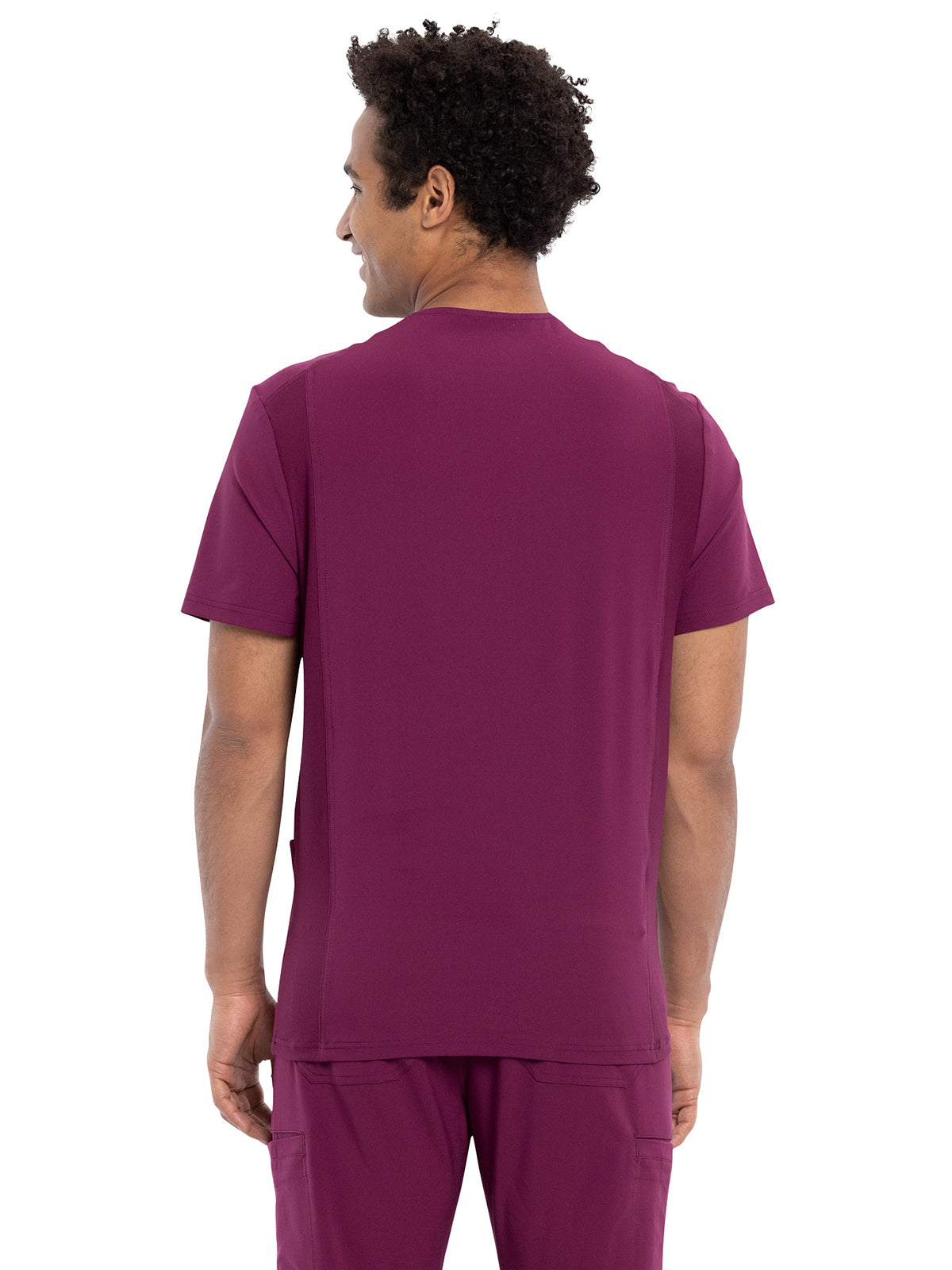 Men's Four-Pocket V-Neck Scrub Top - CK661 - Wine