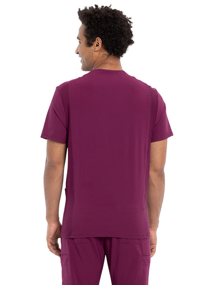 Men's Four-Pocket V-Neck Scrub Top - CK661 - Wine