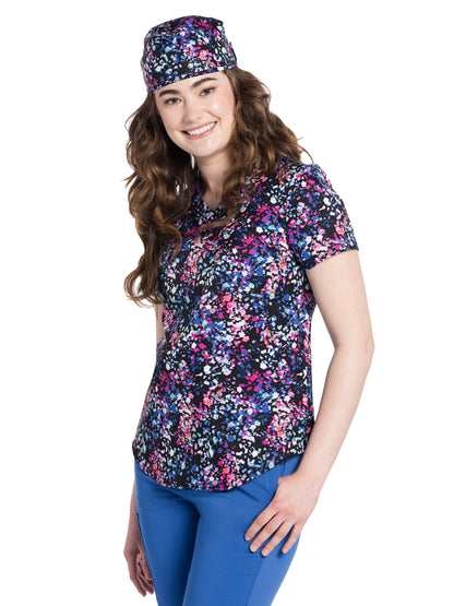 Women's V-Neck Tuckable Print Top - CK664 - Crazy For Confetti