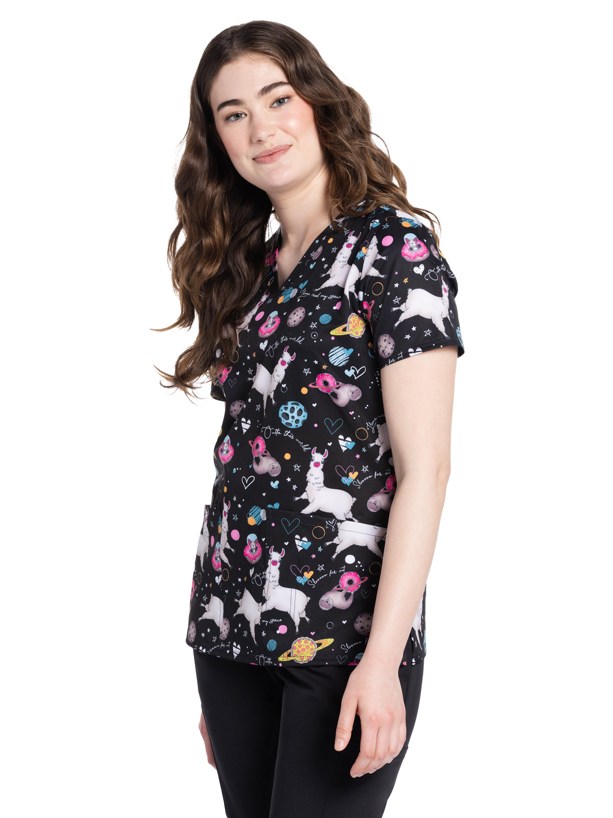 Women's V-Neck Print Top - CK671 - Space Snacks