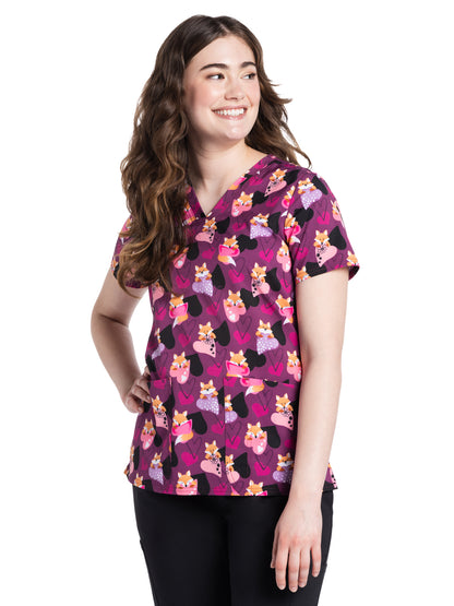 Women's V-Neck Print Top - CK671 - Tails Of Love