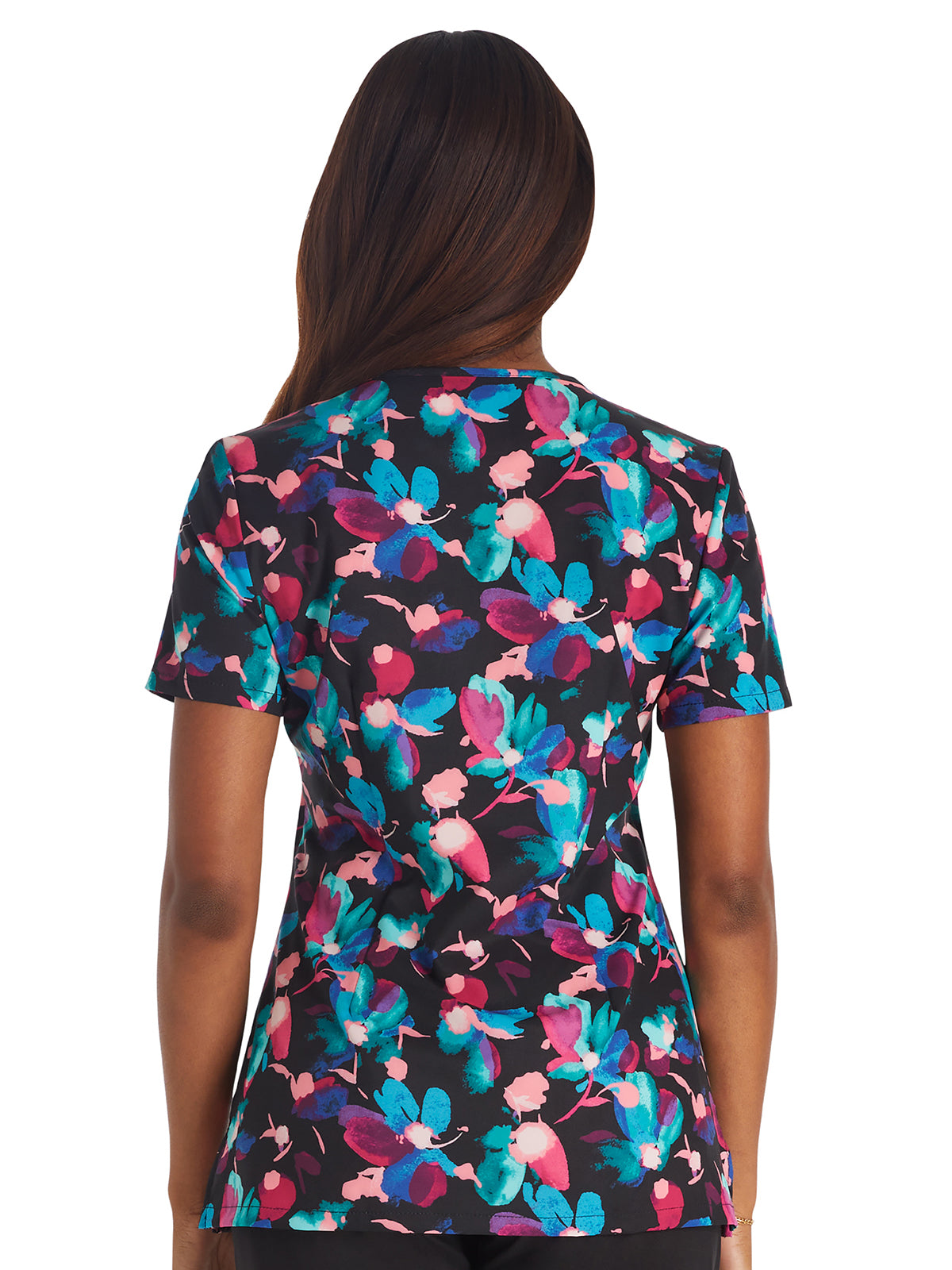 Women's V-Neck Print Top - CK678 - Brushing Blooms