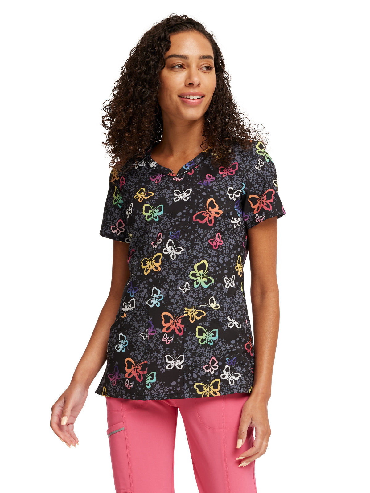 Women's V-Neck Print Top - CK678 - Garden Flutter