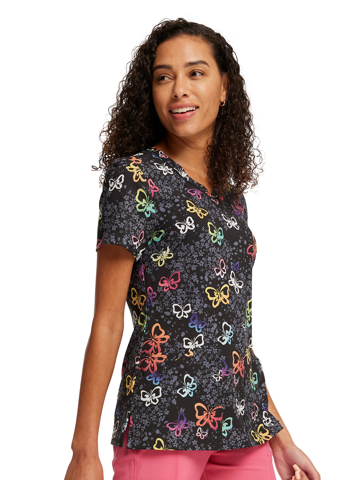 Women's V-Neck Print Top - CK678 - Garden Flutter