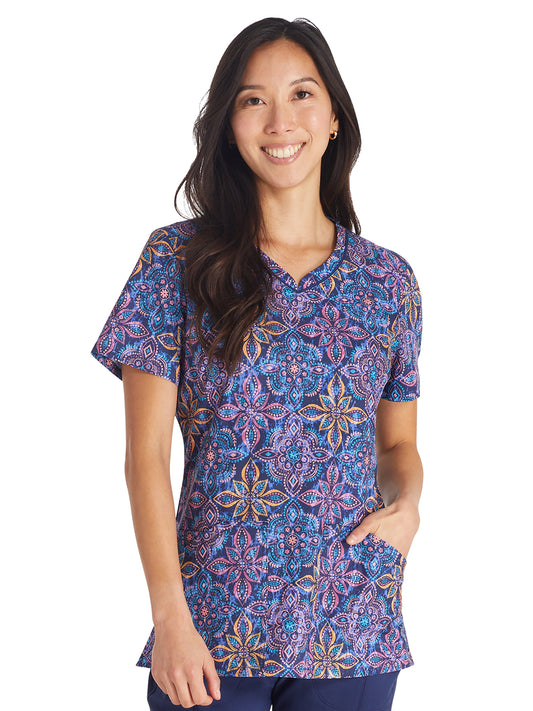 Women's V-Neck Print Top - CK678 - One In A Medallion