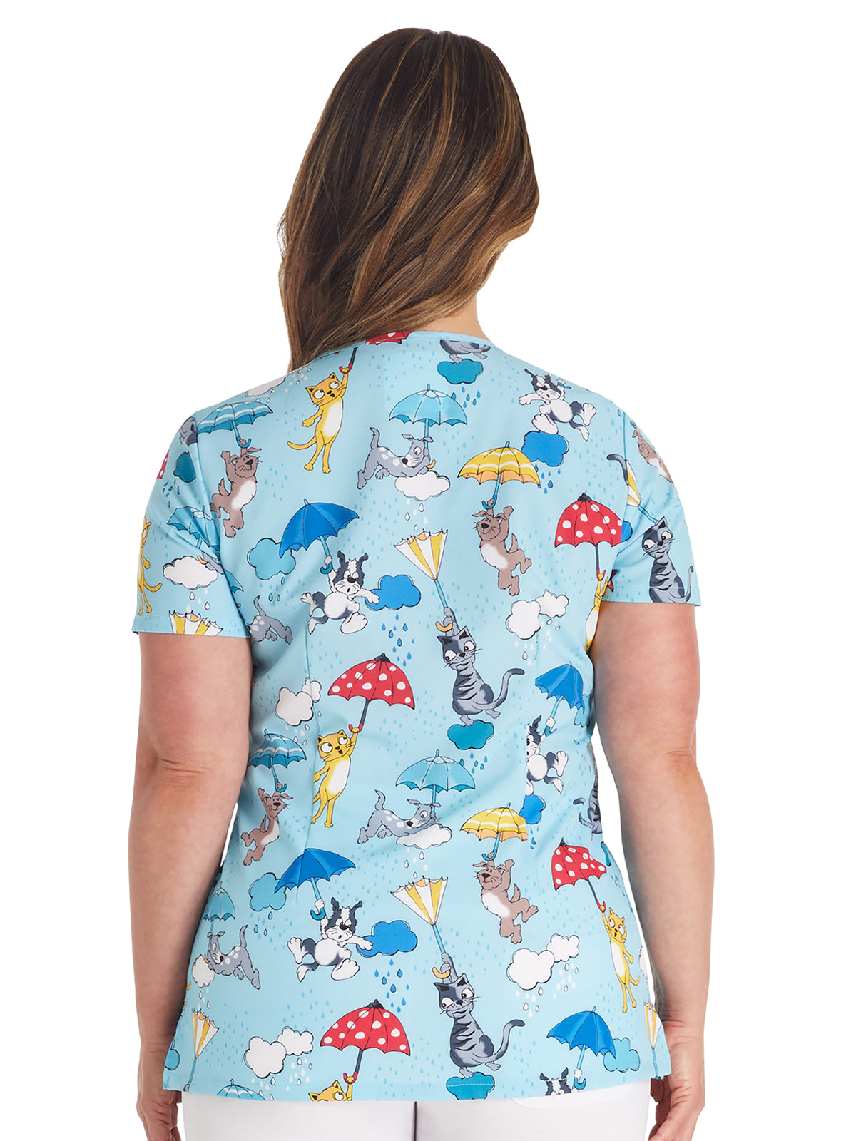 Women's V-Neck Print Top - CK678 - Rainy Day Paws