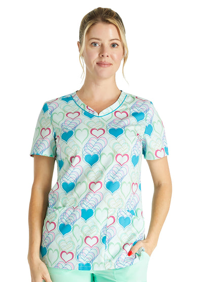 Women's V-Neck Print Top - CK678 - Retro Romance